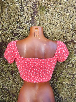 USADO-Top Bershka rojo flores - Talla M-700