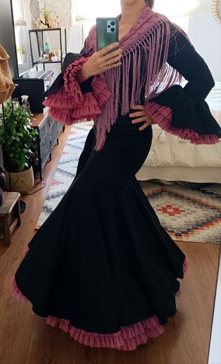 Traje Flamenca Negro-Lila