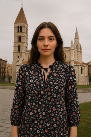 Vestido floral - Negro y multicolor