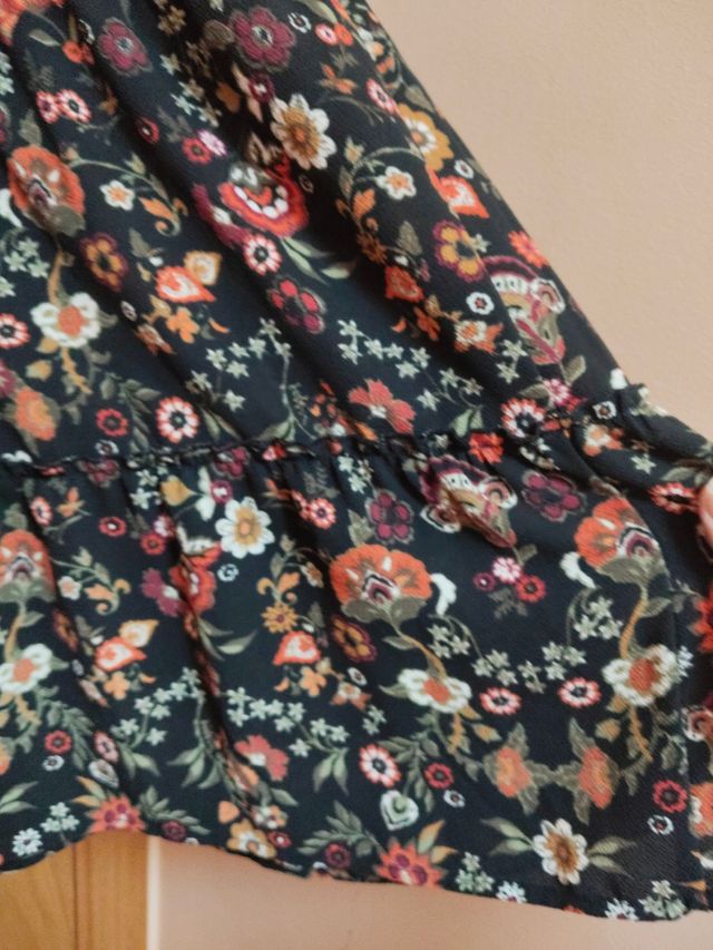 Vestido floral - Negro y multicolor