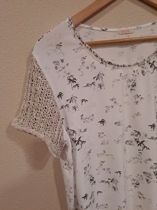 Blusa Nicté L - Blanca y Beige - 