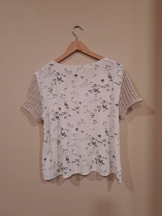 Blusa Nicté L - Blanca y Beige - 