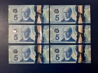 Canadá,  6 billetes correlativos. SC. Polímeros 