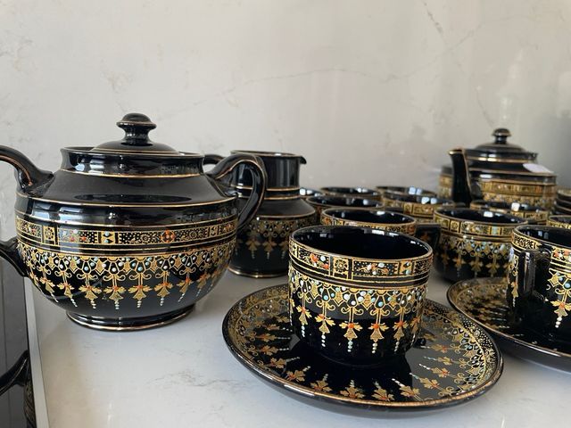 Juego té antiguo pintado a mano