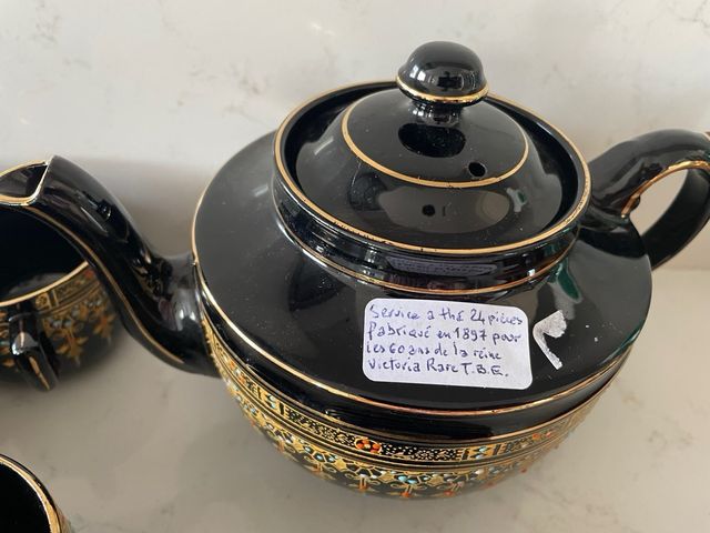 Juego té antiguo pintado a mano