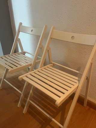 2 Sillas plegables madera - blancas 