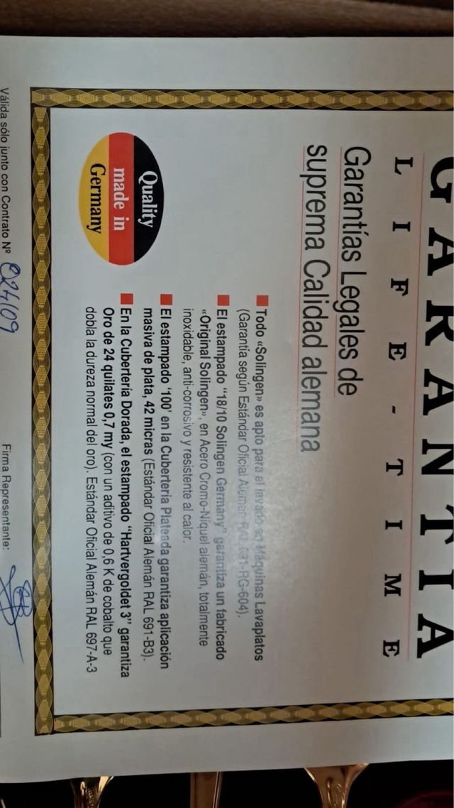 Cubertería de oro 72 piezas