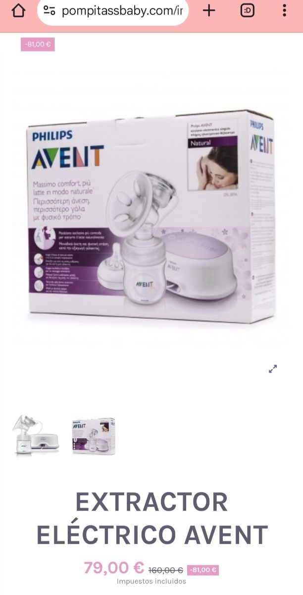 Sacaleches Philips Avent Eléctrico +Regalo Biberón