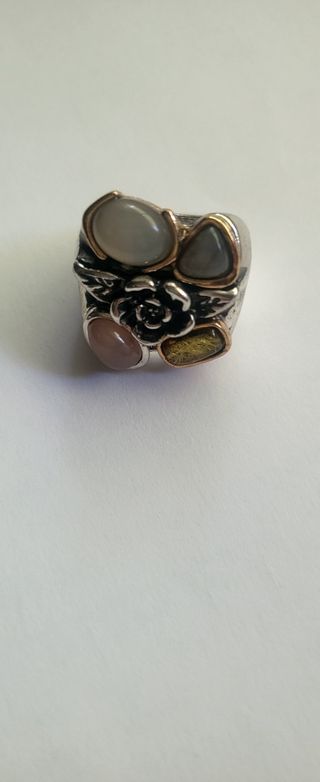 Anillo piedras multicolor plata