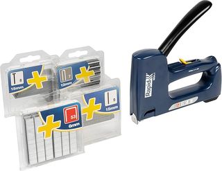 Grapadora multiusos con grapas y clavos