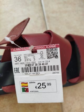 Sandalias Pull&Bear cuero rojas 36