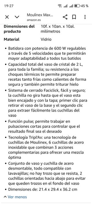 Batidora Moulinex faciclic maxi cristal LM233A10