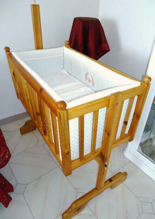 Culla bimbo legno artigianale materasso paracolpi