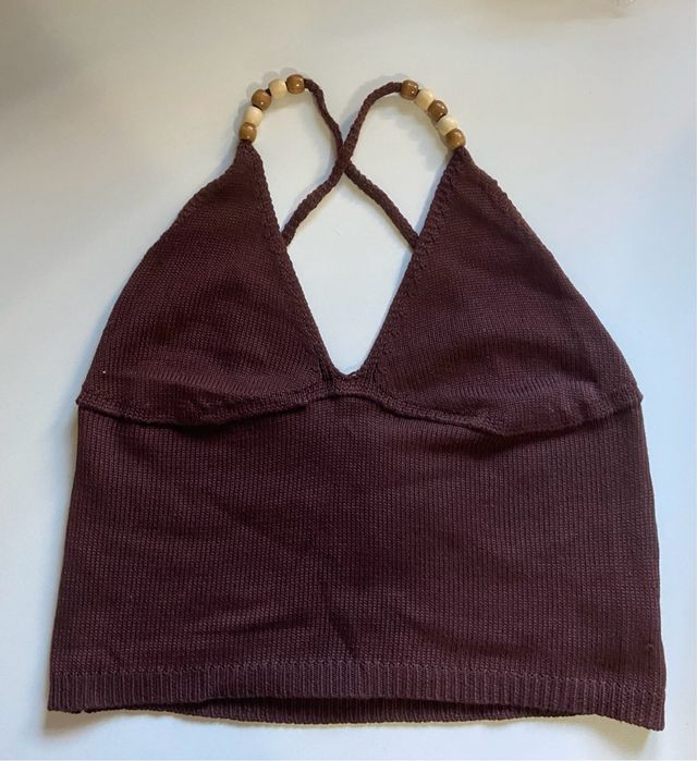 Top marrón tirantes cruzados