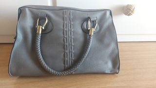 Bolso gris - Asa trenzada