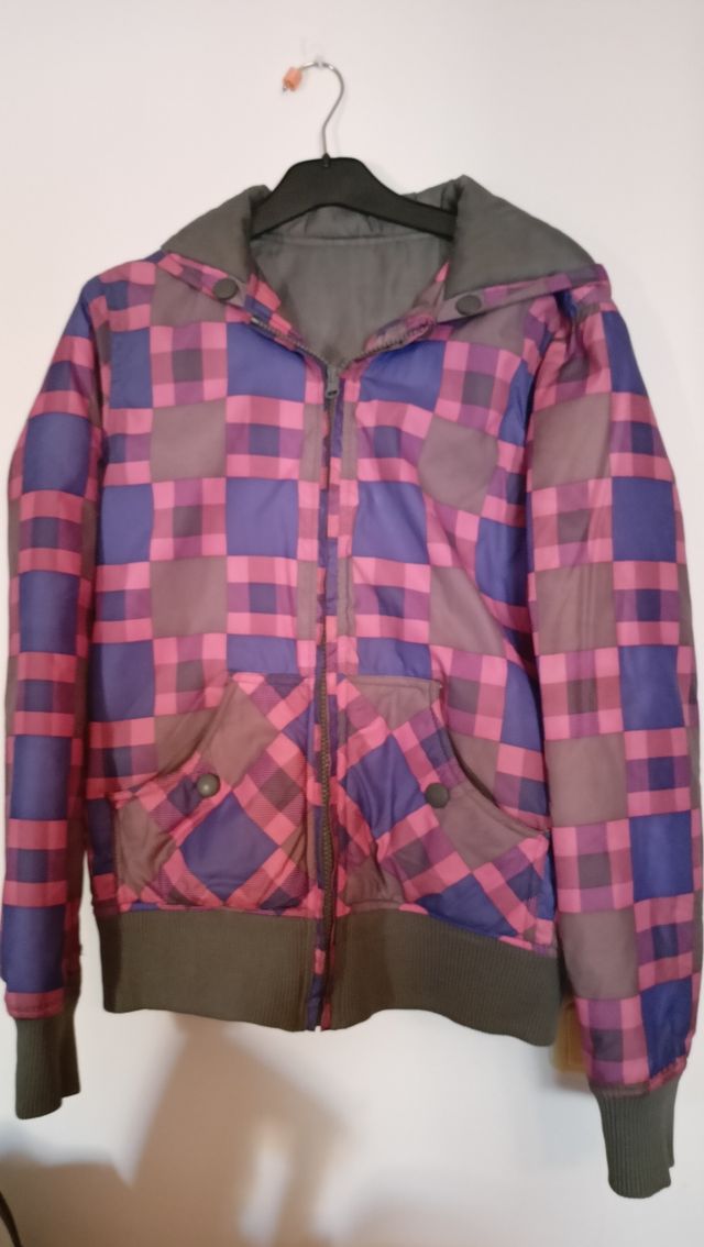 Cazadora cuadros rosa-morada
