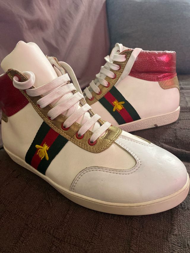 Zapatillas Gucci altas rojas y blancas
