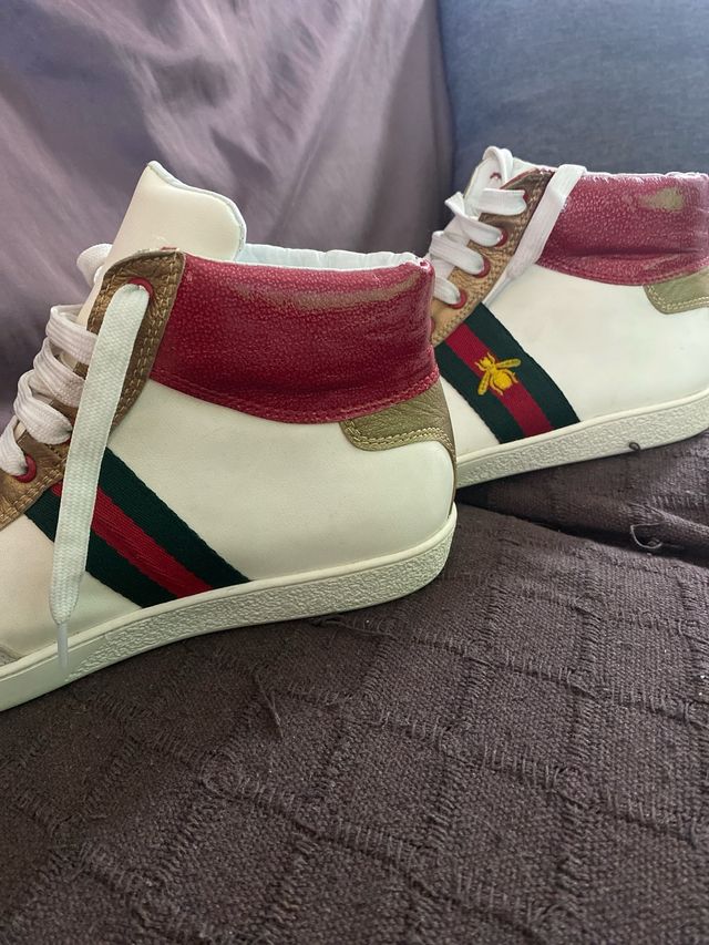 Zapatillas Gucci altas rojas y blancas