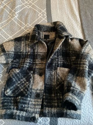 Cazadora cuadros gris-negro talla S
