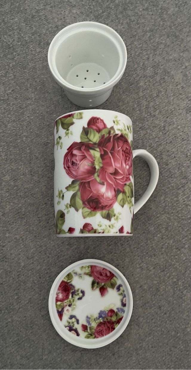 Taza infusión porcelana rosa MoreRoll