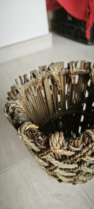 Cestino vimini intrecciato spago rustico boho mano