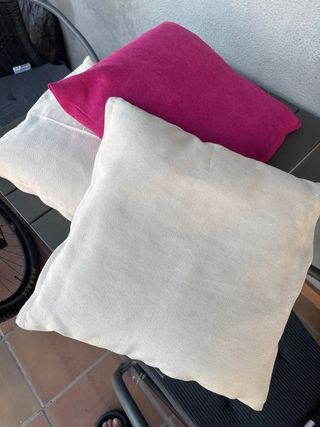 Cojines sofá - 3 ud. - beige y rosa