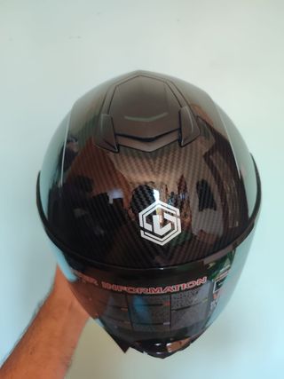 Casco moto integral negro pintura carbono talla S
