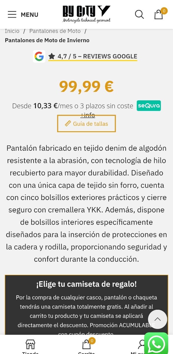 Pantalones de moto vaqueros con protección.