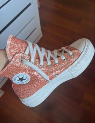 Converse plataforma purpurina rosa