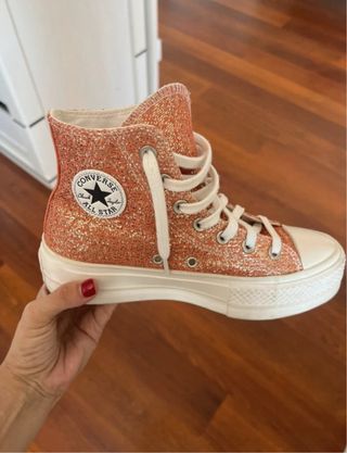 Converse plataforma purpurina rosa