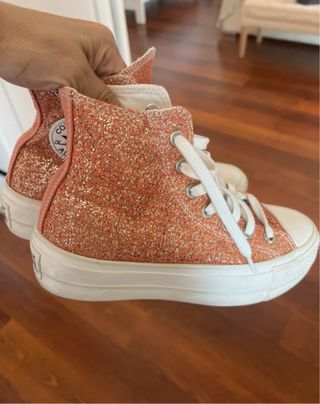 Converse plataforma purpurina rosa