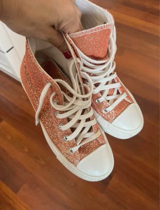 Converse plataforma purpurina rosa