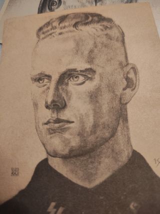 Postal WWII: Dibujo antiguo