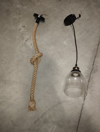 2 Lamparas techo - cuerda y cristal