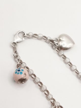 Bracciale maglie argento 925 cuori palline dipinte