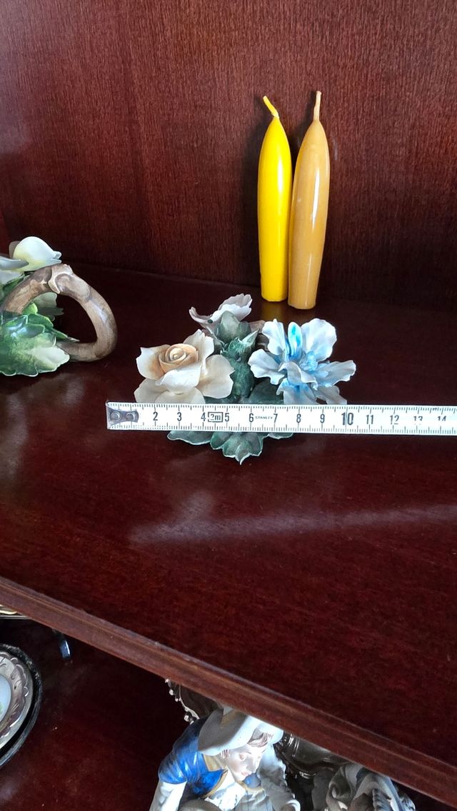 Porcelana Capodimonte portavelas de flores juego 2