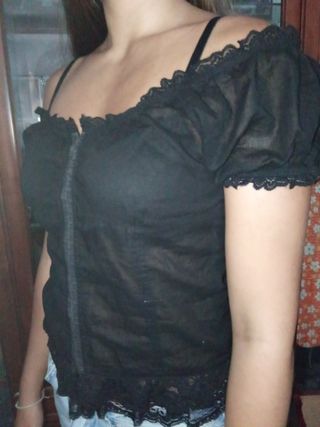 Crop top negro - Blusa corta