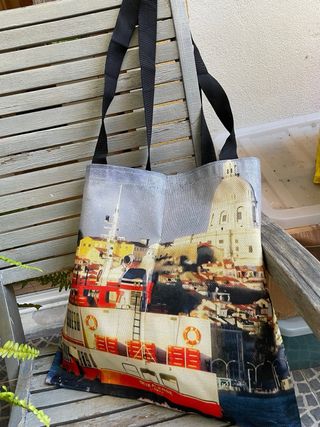 Sacola Tote Bag Azul e Branca