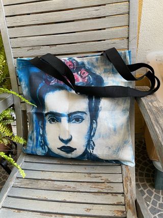 Sacola Tote Bag Azul e Branca