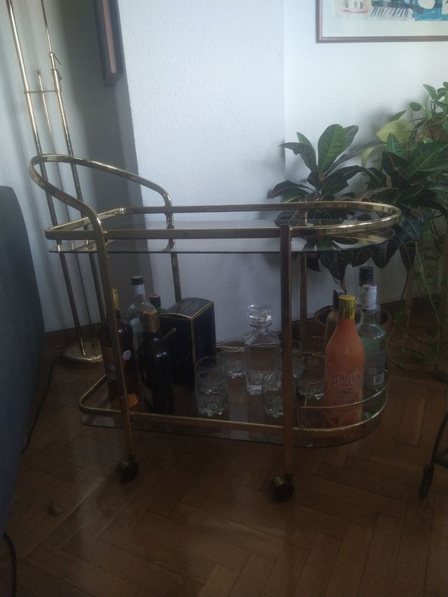Carrito bar vintage dorado año 70