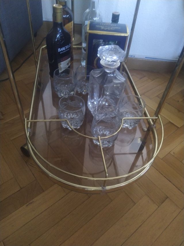 Carrito bar vintage dorado año 70