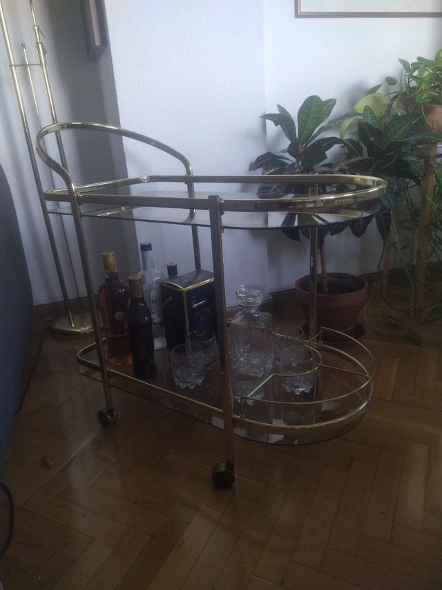 Carrito bar vintage dorado año 70