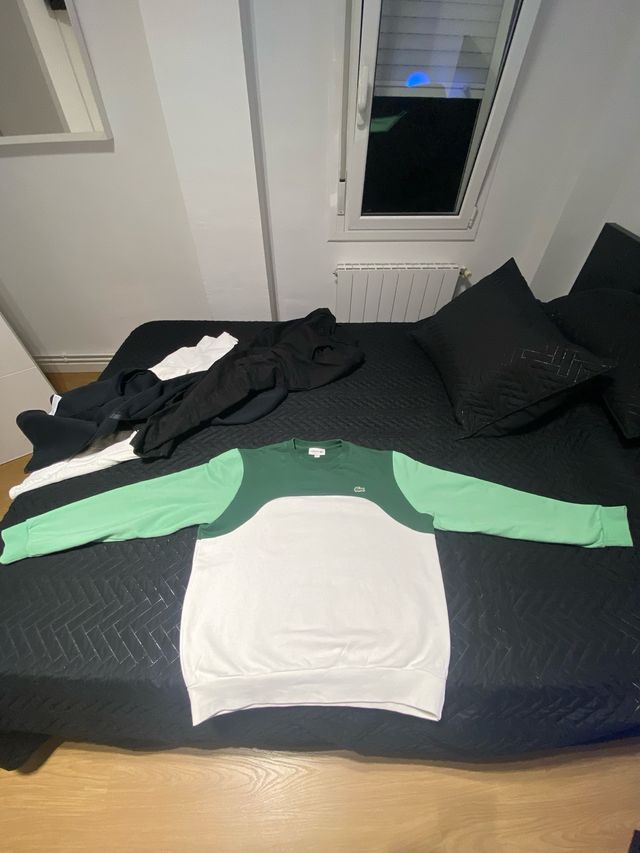 Sudadera Lacoste verde y blanca