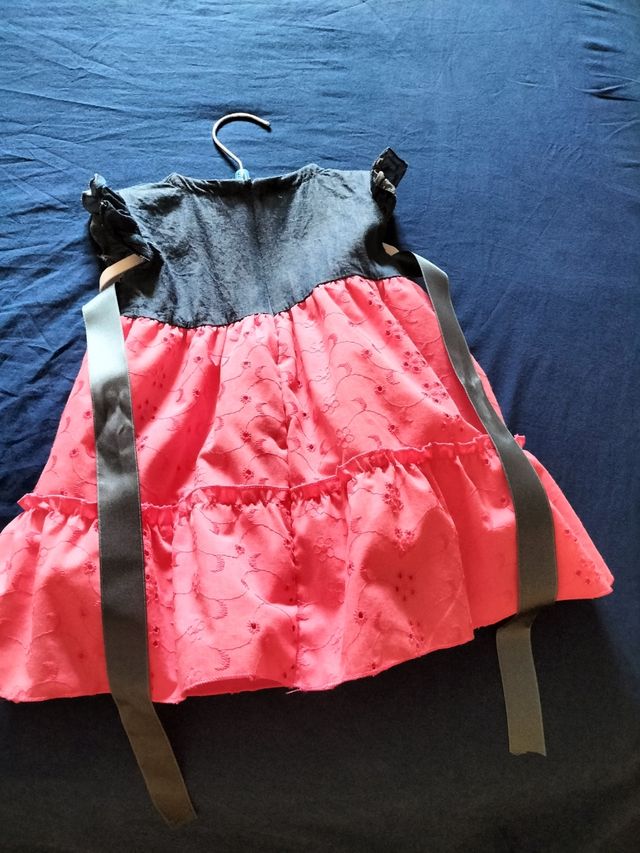 Vestito neonata jeans rosa + bandana