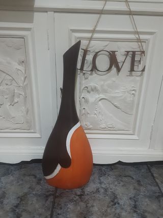 Jarrón vintage artesanal marrón-naranja