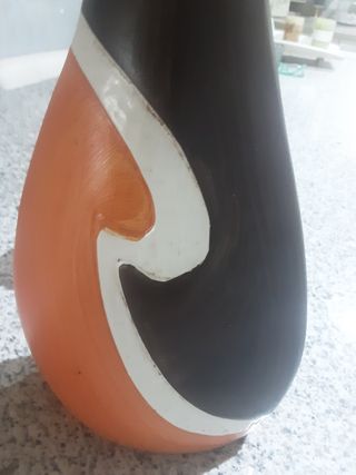 Jarrón vintage artesanal marrón-naranja