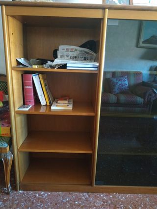 Libreria in legno e vetro