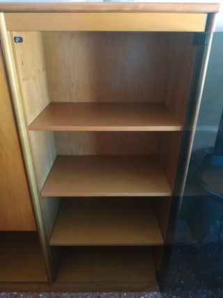 Libreria in legno e vetro