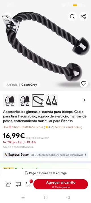 Cuerda tríceps gimnasio