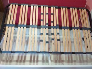 Canapé blanco 105 cm - metal y madera + colchón